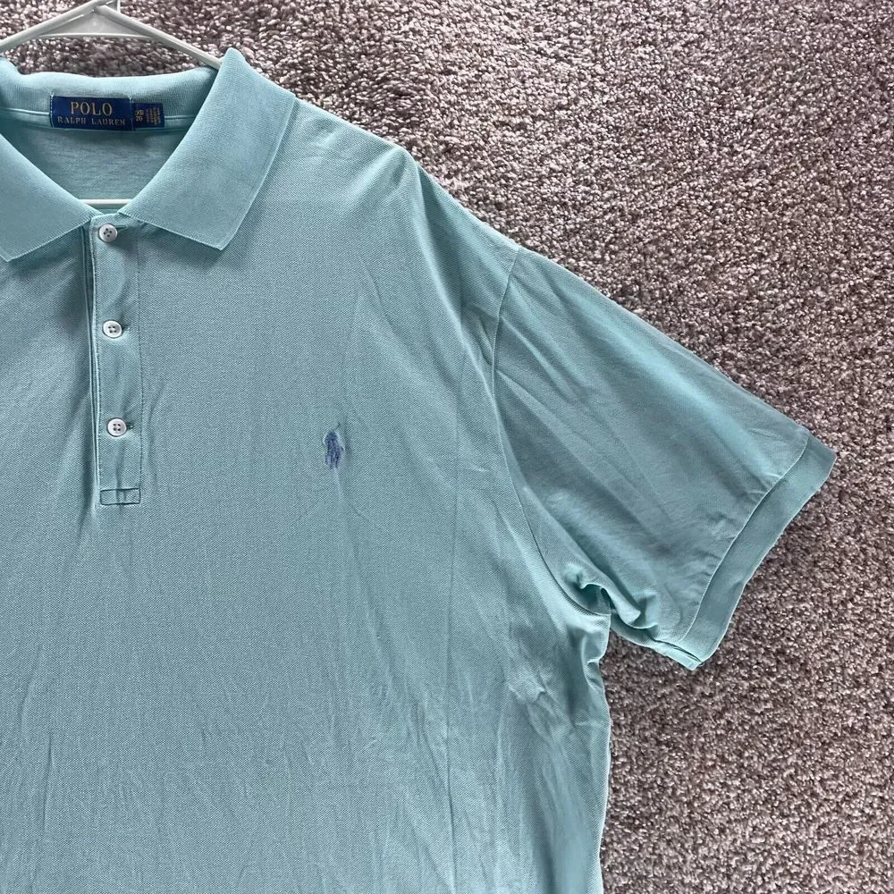 Polo Ralph Lauren Polo Shirt Adult 2XB Blue Short Sleeve Cotton Casual Pony Mens